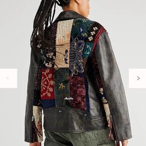 Multicolor Patchwork Leather Jacket